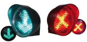 Feu de passage Bicolore Ø 210 mm - double symbole croix rouge / flèche verte feux-de-passage-gamme-electronique-ref3322