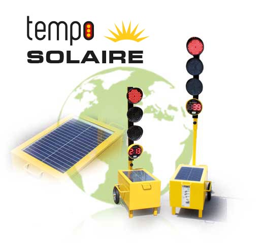 JEU DE 2 FEUX TRICOLORES DE CHANTIER TEMPO SOLAIRE - avec télécommande