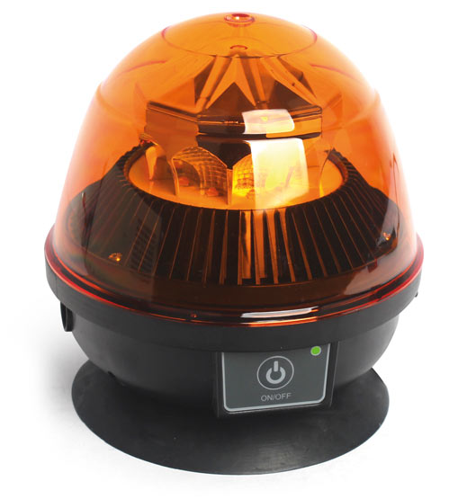 GYROPHARE LEDS - ORANGE - SANS FIL - RECHARGEABLE - 12/24 V <br />EMBASE MAGNÉTIQUE ET VENTOUSE