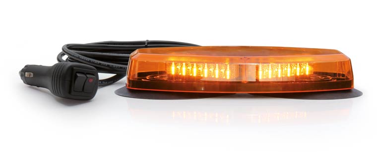 RAMPE LUMINEUSE PLATE - 24 leds orange magnétique 12-24V 355 mm