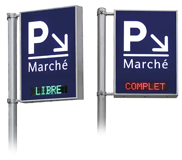 Drapeau d'entrée de parking 850 x 1150 mm • Afficheur 90 mm trois textes